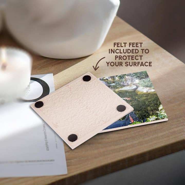 3dRose - Wholesale Coasters - 3dRose, Lovely color photo of a serene koi pond, Coaster3