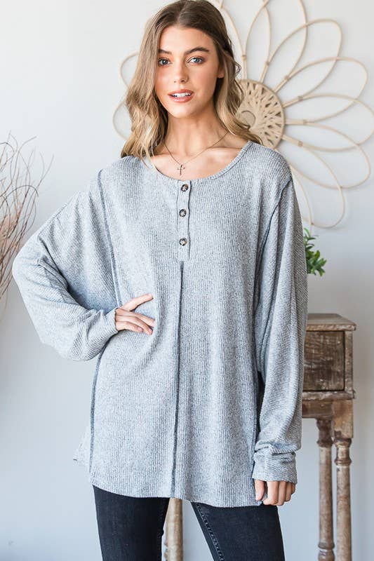 HEIMISH – wholesale Tunic – Women’s – ET6812-10 SOLID RIBBED TOP WITH BUTTON AND STITCH10