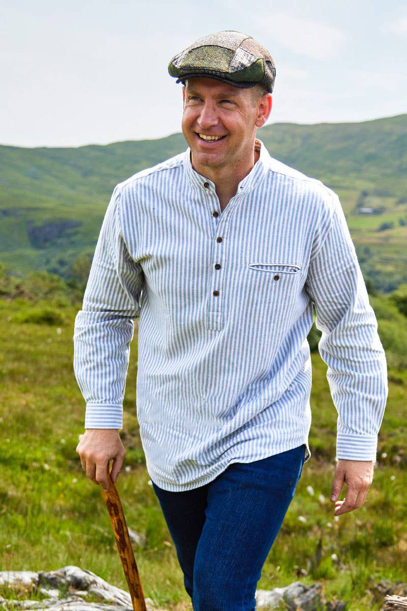 Lee Valley Ireland - Vendita all'ingrosso Camicia button down - Uomo - Camicia da Nonno in Flanella Verde a Righe Singole (LVD)