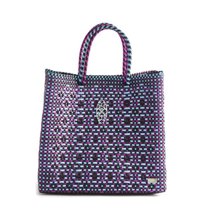 BOLSO TOTE MEDIANO ESTAMPADO ROSA AZUL para venta al por mayor de Lola's Bag by Georgina Herrera