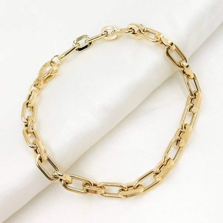 568/870/G Armband. 14K Gult Guld Ihåligt Slätt och Platt Gem Armband för wholesale av Jewels & Chains