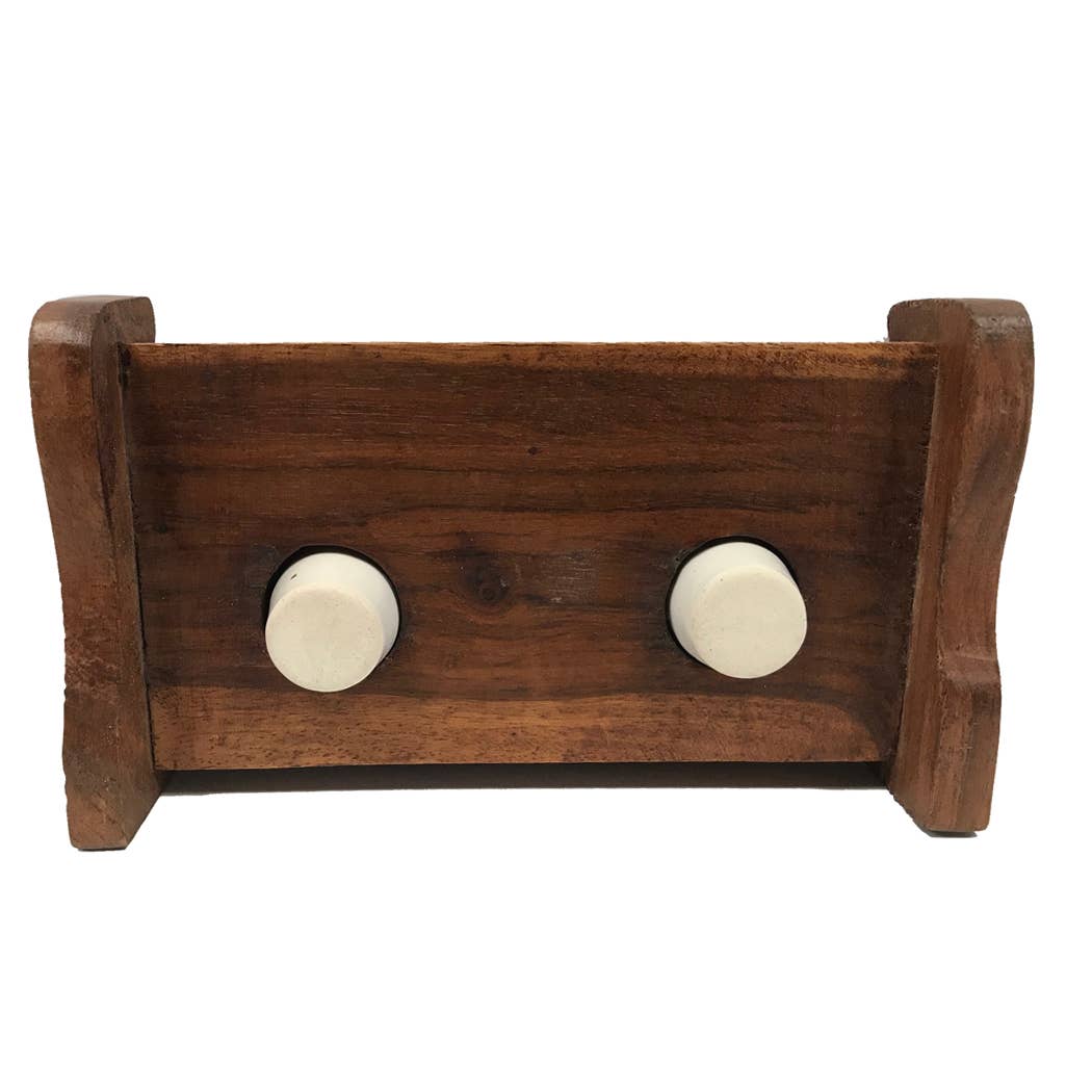 Madison Bay Co. - Historical Home Decor Reproductions - Vendita all'ingrosso Inchiostri - Supporto per calamaio in legno con due calamai in argilla e penna con pennino in legno, 7"3