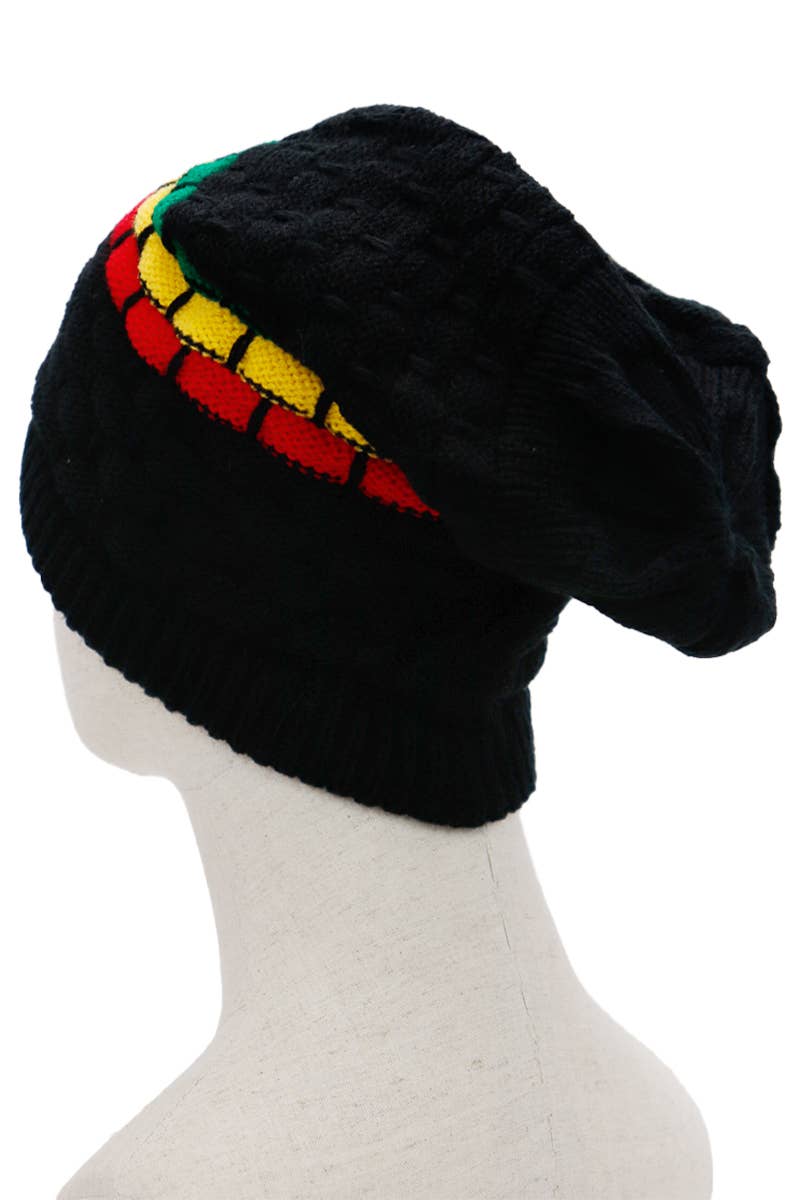 Cap Zone - Wholesale Beanie - Women's - Tri-Stripe Crochet Reggae Dreadlock Rasta Tam7