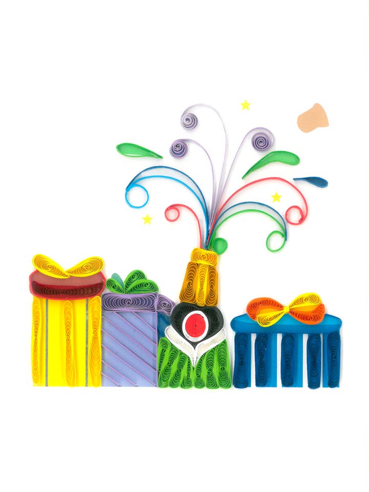 CHAMPAGNE GREETING CARD QUILLING ORIGAMO for wholesale by Notes & Queries, Inc.