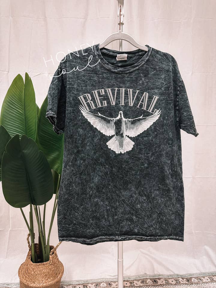 Honey Soul LLC - Wholesale Screen Printed T-Shirt - Women's - Revival Dove Mineral Wash Tee