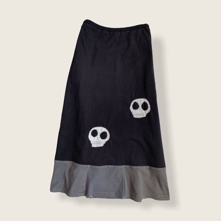 Long Appliqué Skirt-Skull for wholesale by Sardine Clothing Co.
