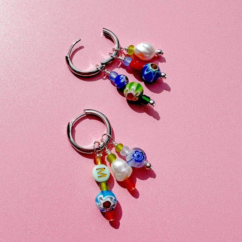 Lucent Studios Ltd - Wholesale Huggie Earrings - No Waste Millefiori Bead And Pearl Huggie Hoops7