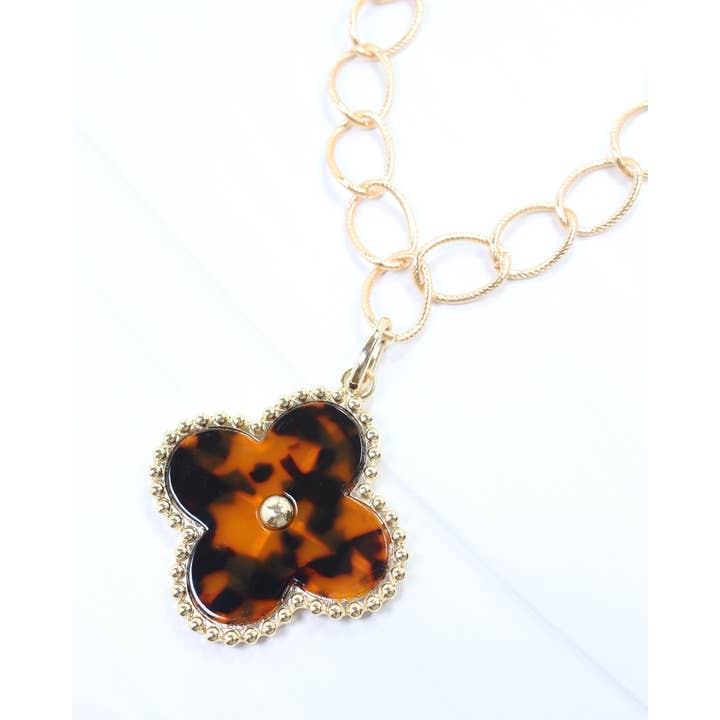Caroline Hill - Wholesale Individual Charm/Pendant - Gina Large Clover Charm Tortoise2