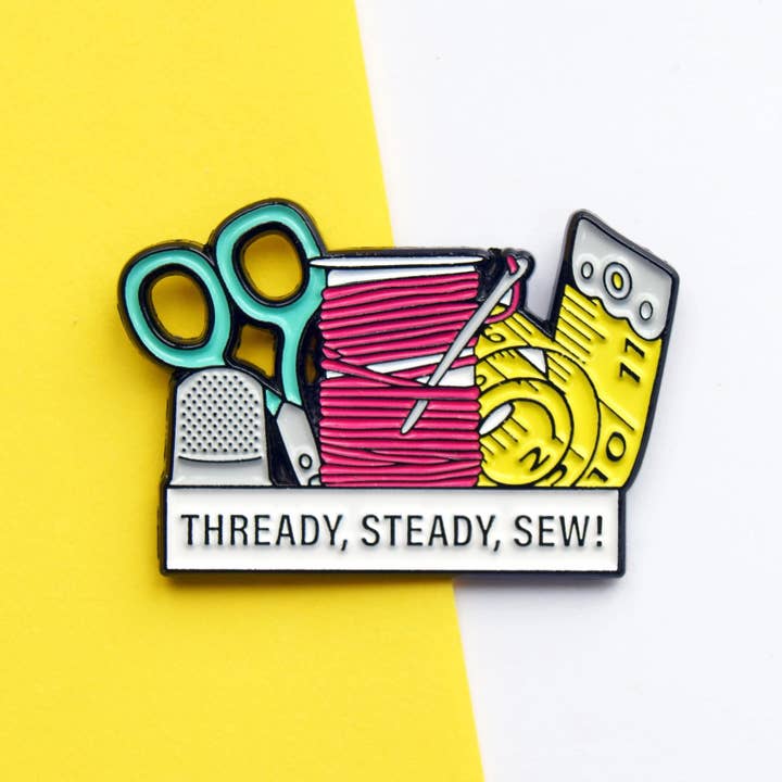 Of Life & Lemons - Wholesale Lapel pin/button - 'Thready, Steady, Sew!' Enamel Pin Badge2