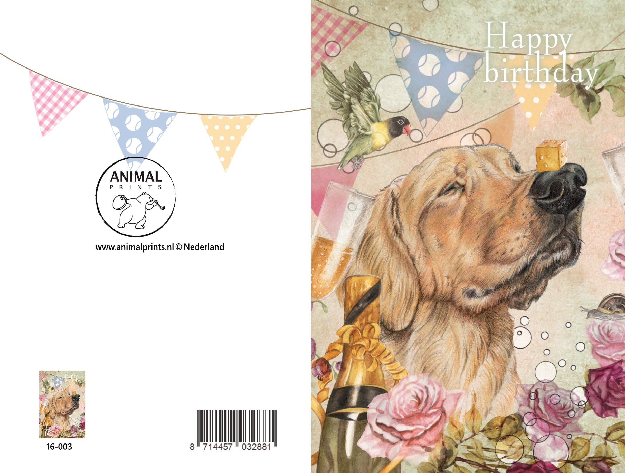 Animal Prints – wholesale Birthday card – Standing pop-up card theme - Happy Birthday - Dog1