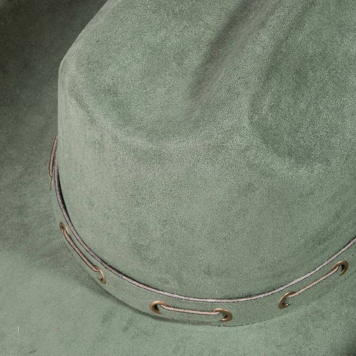 Collections by Fame Accessories - Wholesale Fedora - Women's - Grommet Brim Faux Suede Cowboy Hat