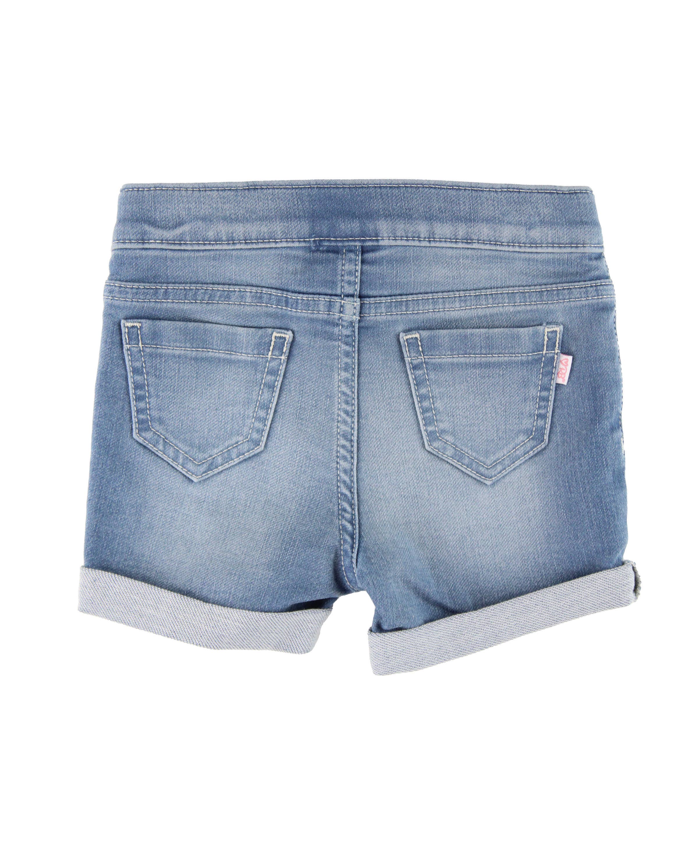 Blue Girls Light Wash Denim Stretch Denim Shorts for wholesale on Faire1