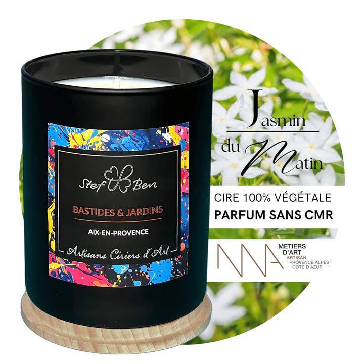 Scented candle JASMINE OF THE EARLY MORNING, hand-poured for wholesale by Stef & Ben | S&B Provence