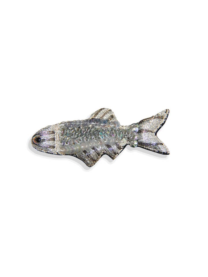 EMBROIDERED BROOCH IN THE SHAPE OF A SARDINE - SARDIE for wholesale by Aéle Paris