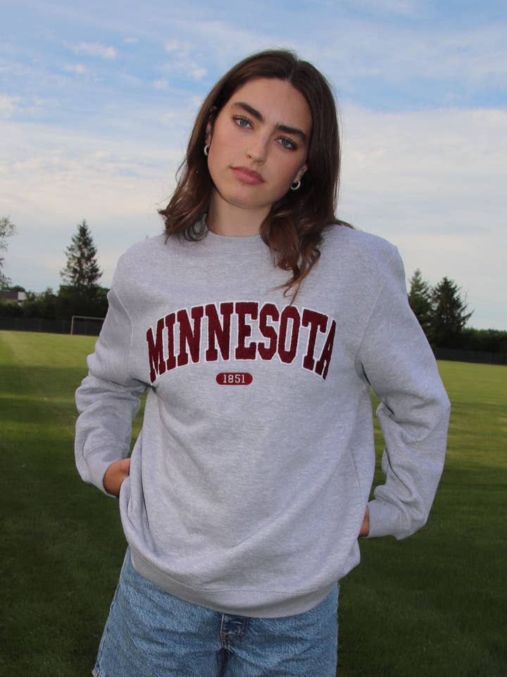 Minnesota Chenille Patch Crewneck for wholesale by Recess Apparel