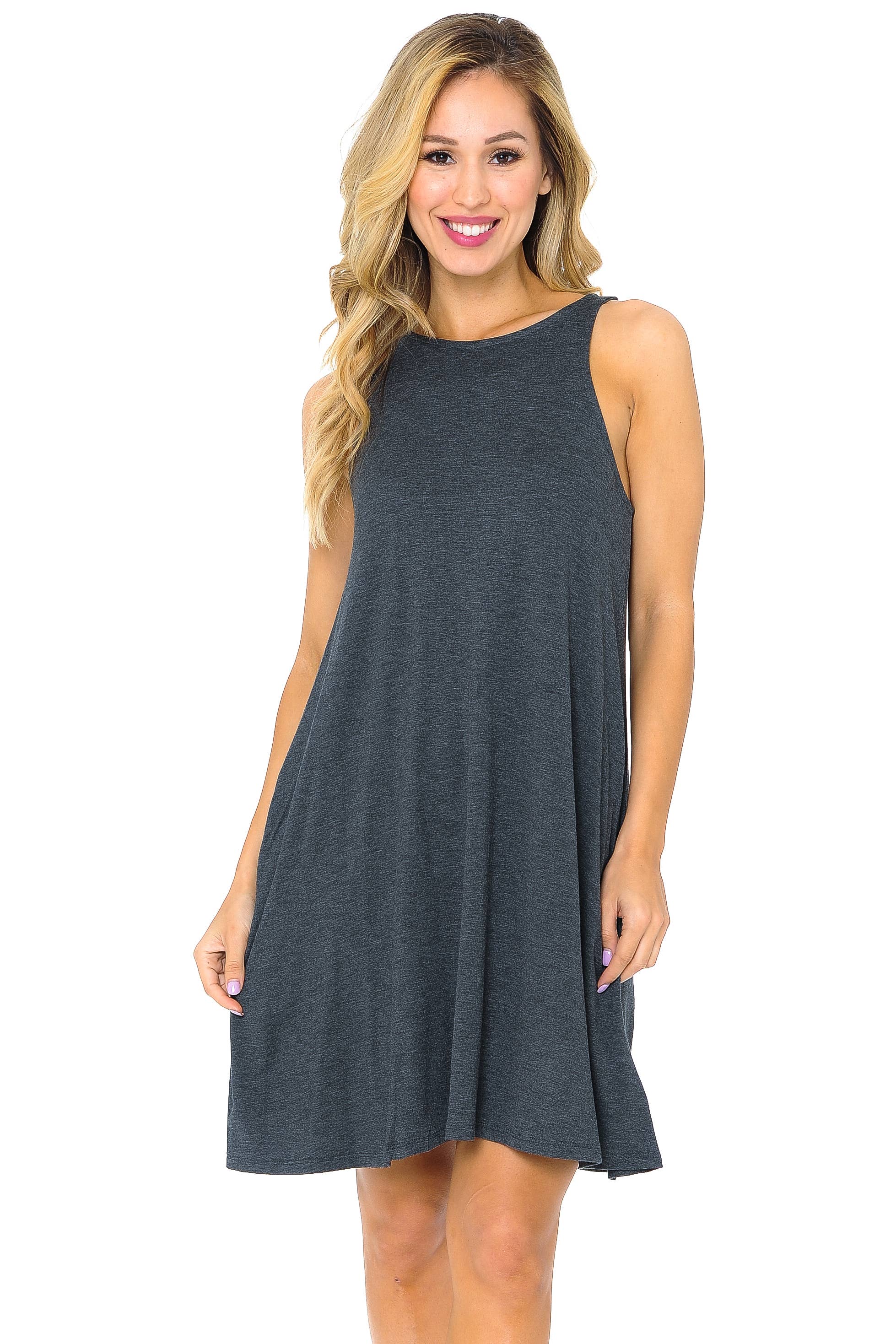 Burgundy Apparel - Wholesale Dress - Women's - TANK DRESS WITH POCKETS0