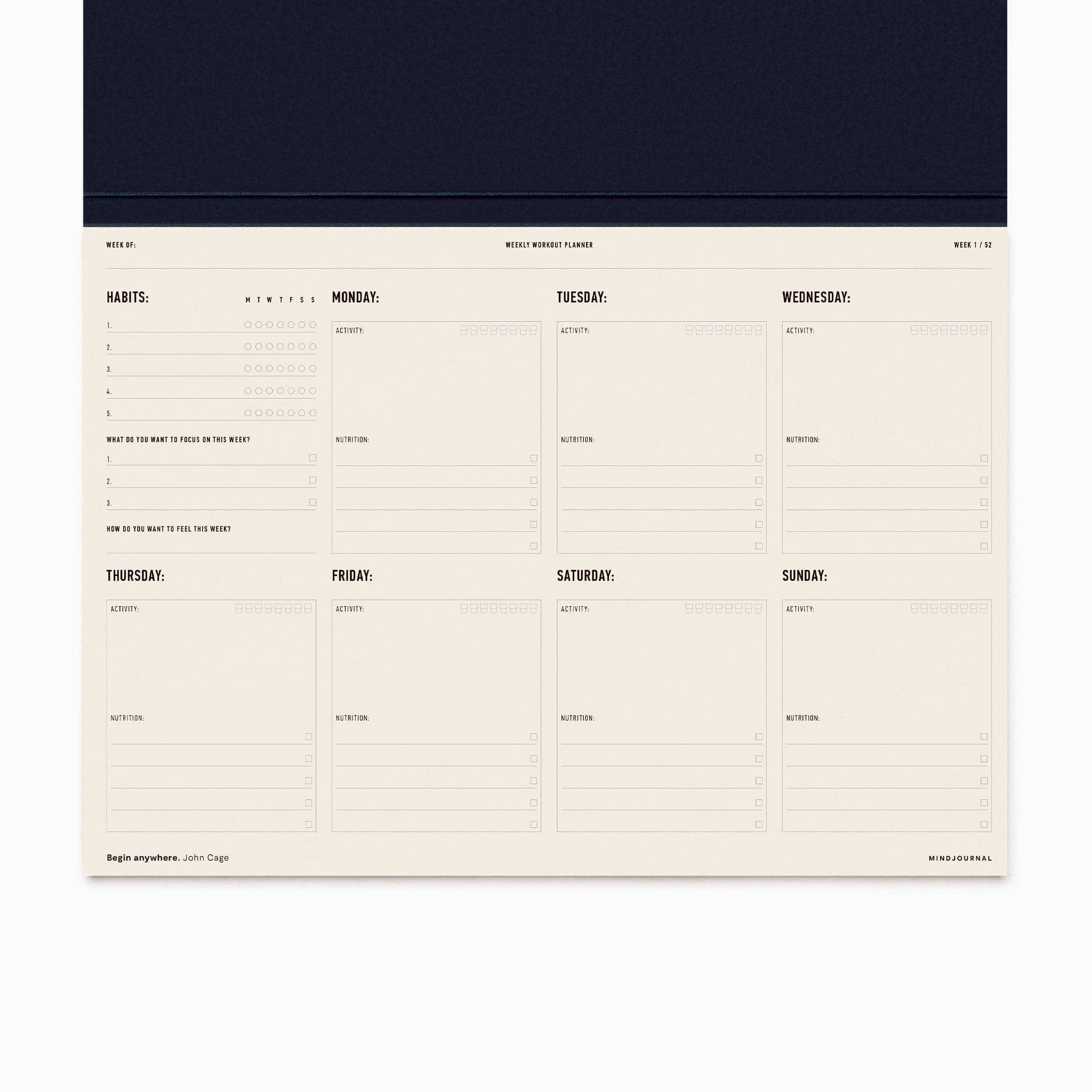 MindJournal – Großhandel Planer – Wochenplaner für das Training2