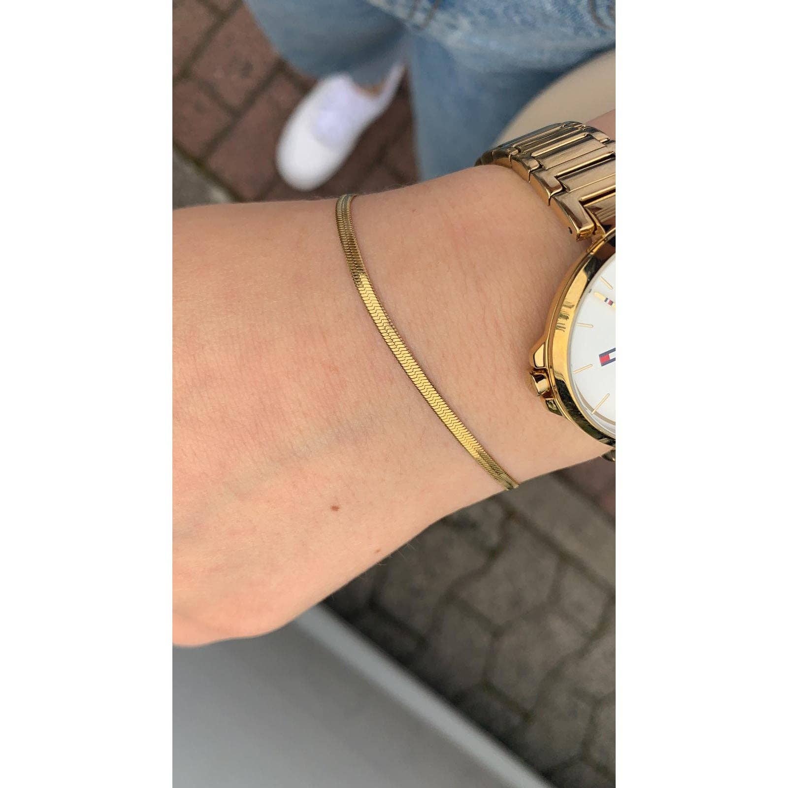 Schmuckgroßhandel - Wholesale Link & Chain Bracelet - Snake Skin | 18k gold plated bracelet4