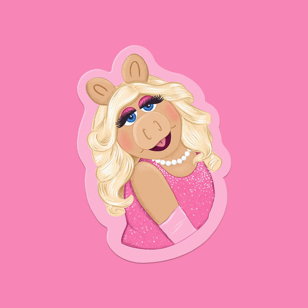 A Fink & Ink - Wholesale Sticker - Miss Pig Puppet Mwah Vinyl Sticker1
