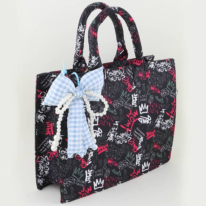 3AM BY H&D ACCESSORIES - Wholesale Purse/Bag Accessory - Women's - Pearled Plaid Ribbon Bag Charm1