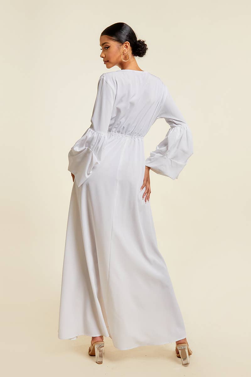 QMP Moda - Wholesale Dress - Women's - V NECK MAXI DRESS WITH ELASTIC WAIST7