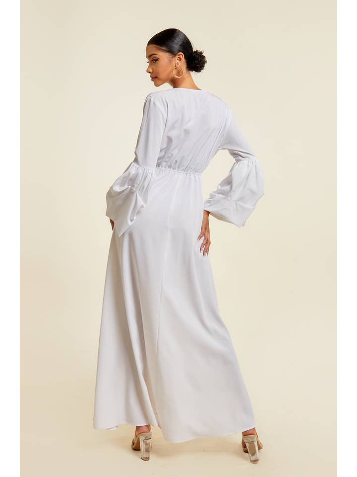 QMP Moda - Wholesale Dress - Women's - V NECK MAXI DRESS WITH ELASTIC WAIST7