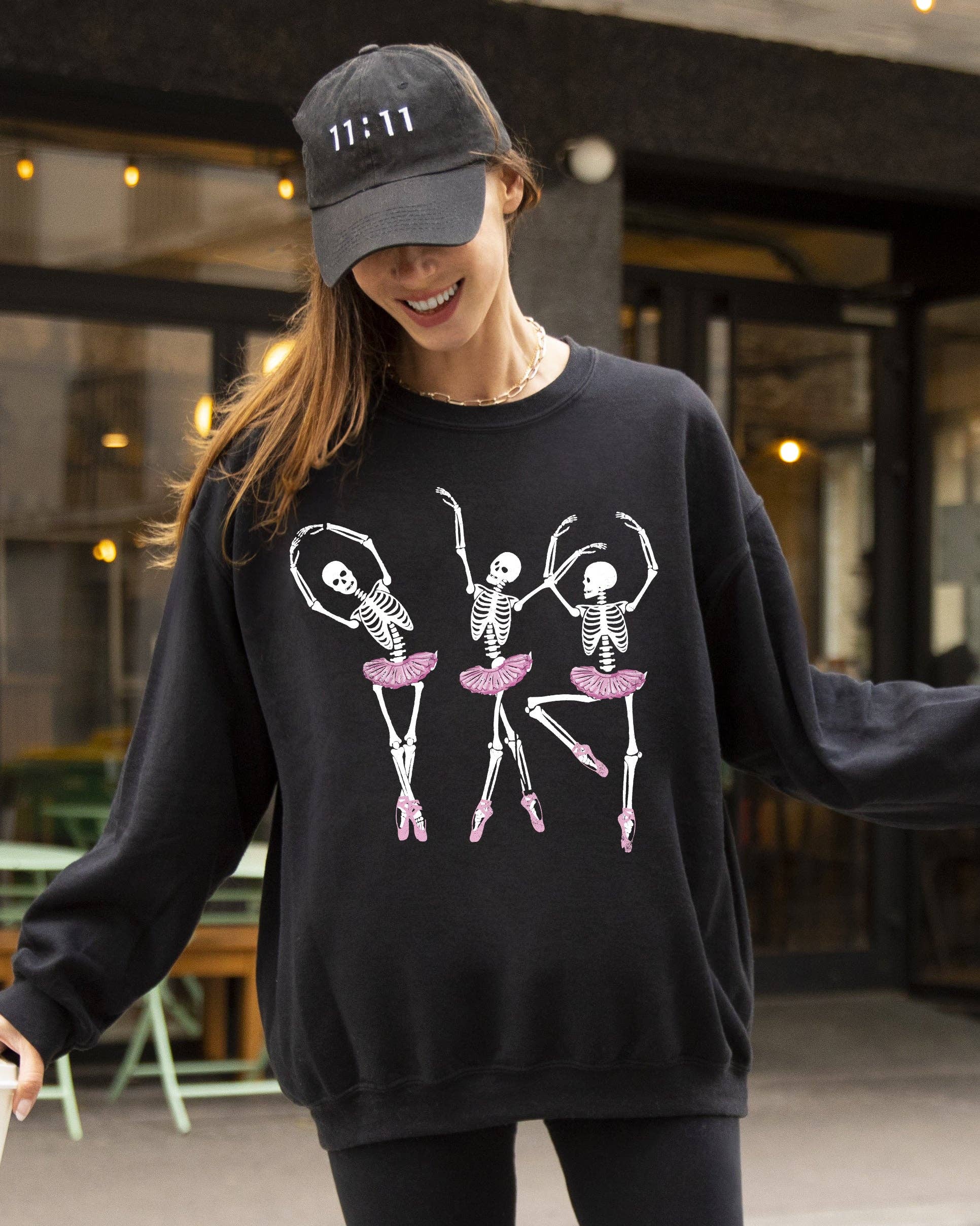 Refinery Number One LLC - Wholesale Graphic Sweatshirt - Women's - Dancing Skeleton Ladies, Ghost, Funny, Halloween Sweatshirt4