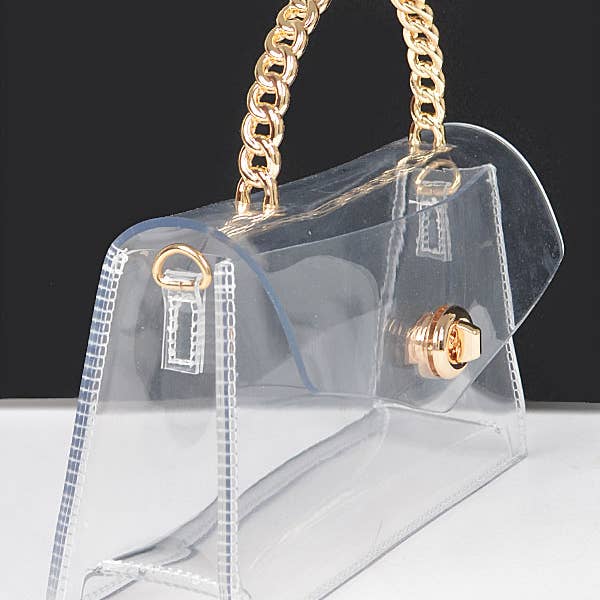 Shop Neighbors - Wholesale Clutch Bag - Women's - Transparent Metal Handle Flap Clutch2