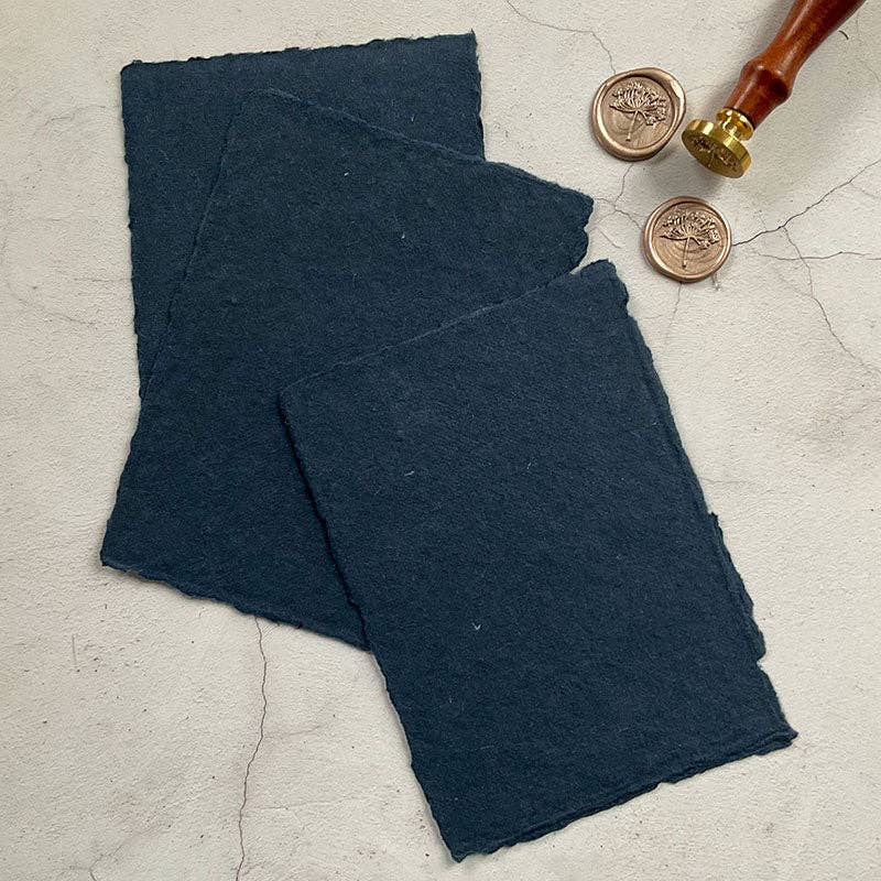 The Natural Paper Company - Wholesale Painting Paper - Navy Handmade Paper | Pack of 5 | Recycled Cotton Rag Paper2