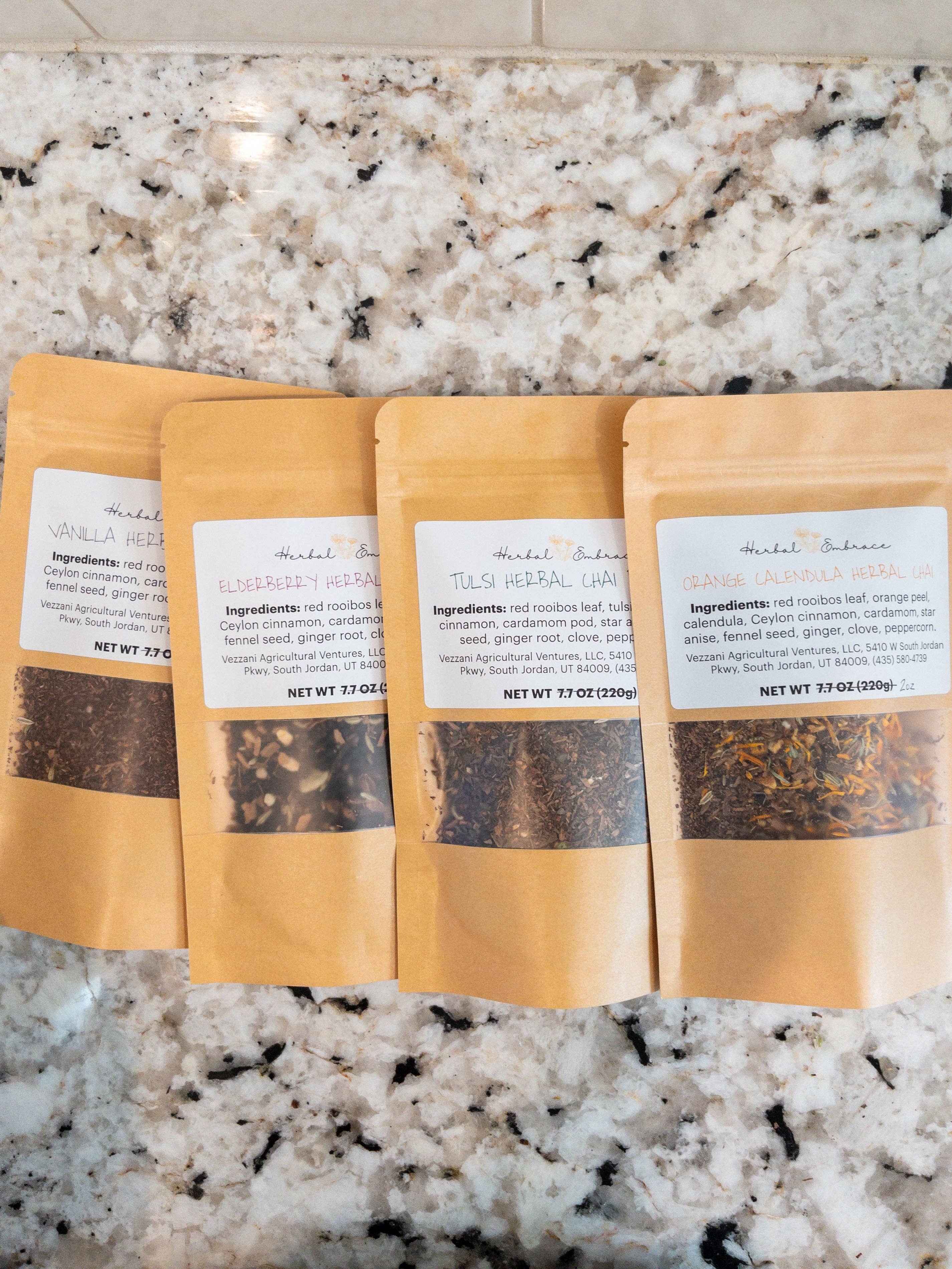 Herbal Embrace - Wholesale Loose Tea - Herbal Chai Tea - Sampler Pack - 4 x 2oz Pouches5