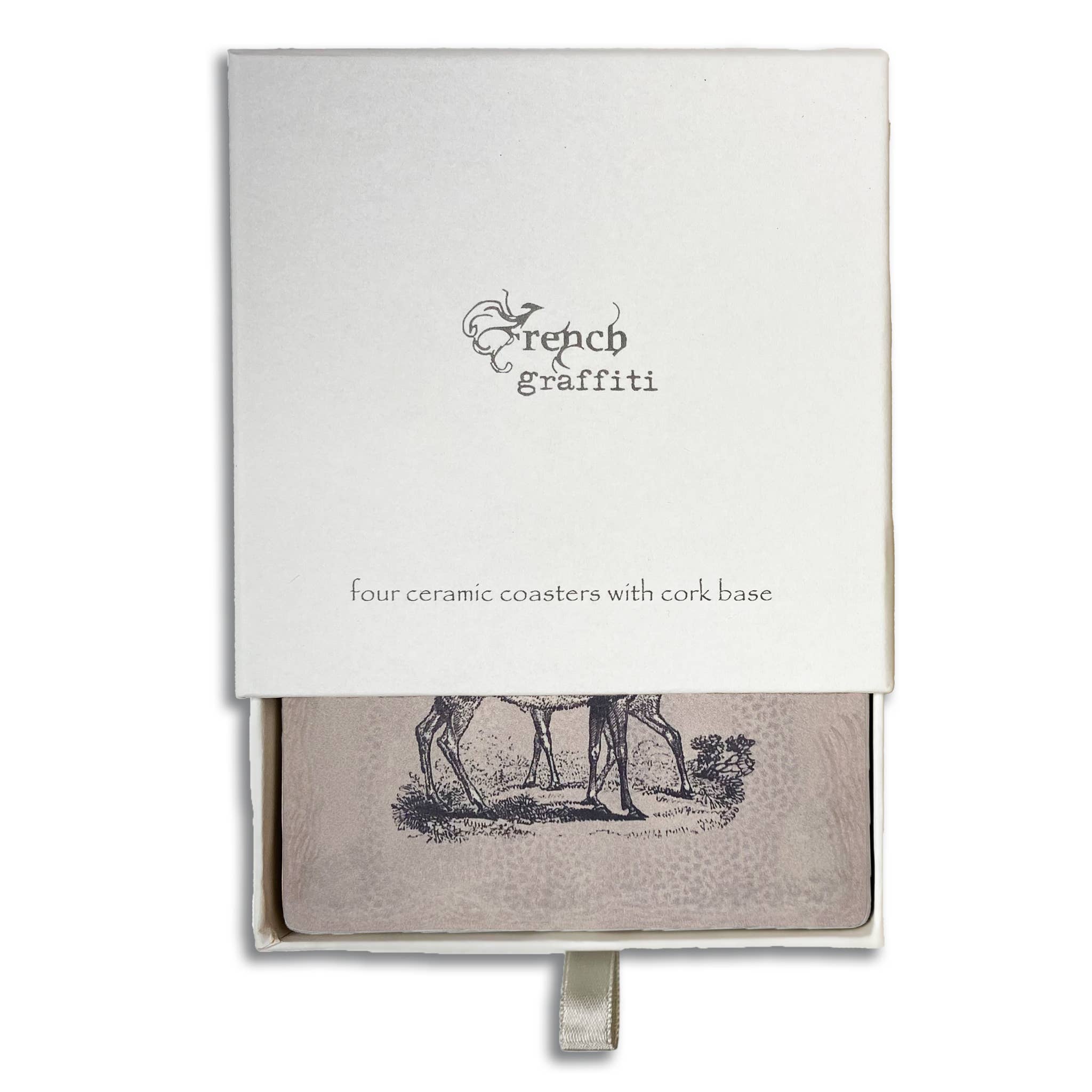 French Graffiti - Wholesale Coasters - Grey Deer Absorbent Coaster Set1
