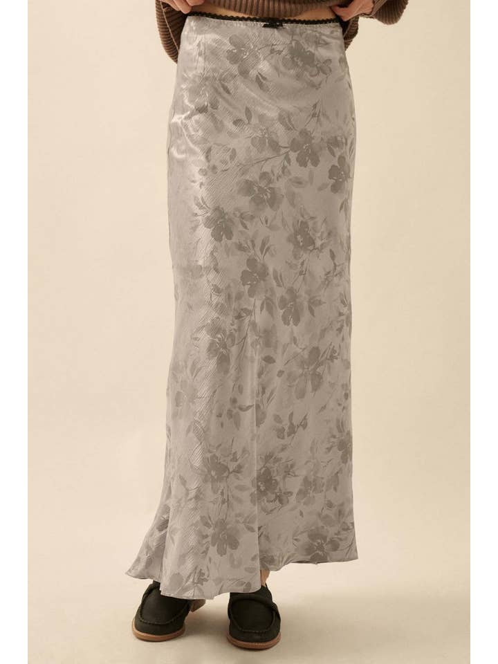 Promesa USA - Wholesale Skirt - Women's - Floral-Print Bias-Cut Satin Maxi Skirt9