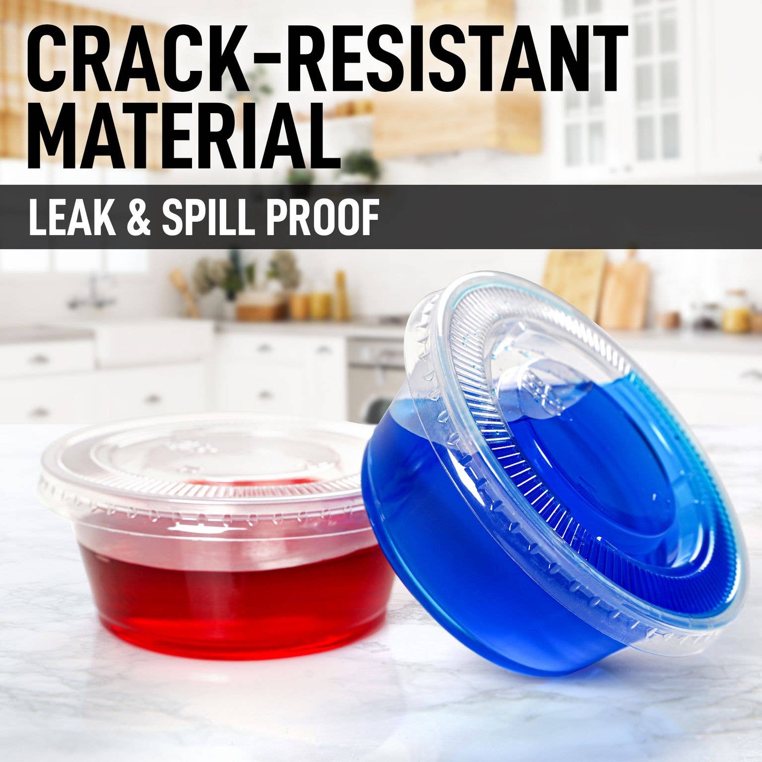 Zulay Kitchen – Engroshandel Madbeholder – Gennemsigtige jello-shot-bægre med låg - plastportionbægre5