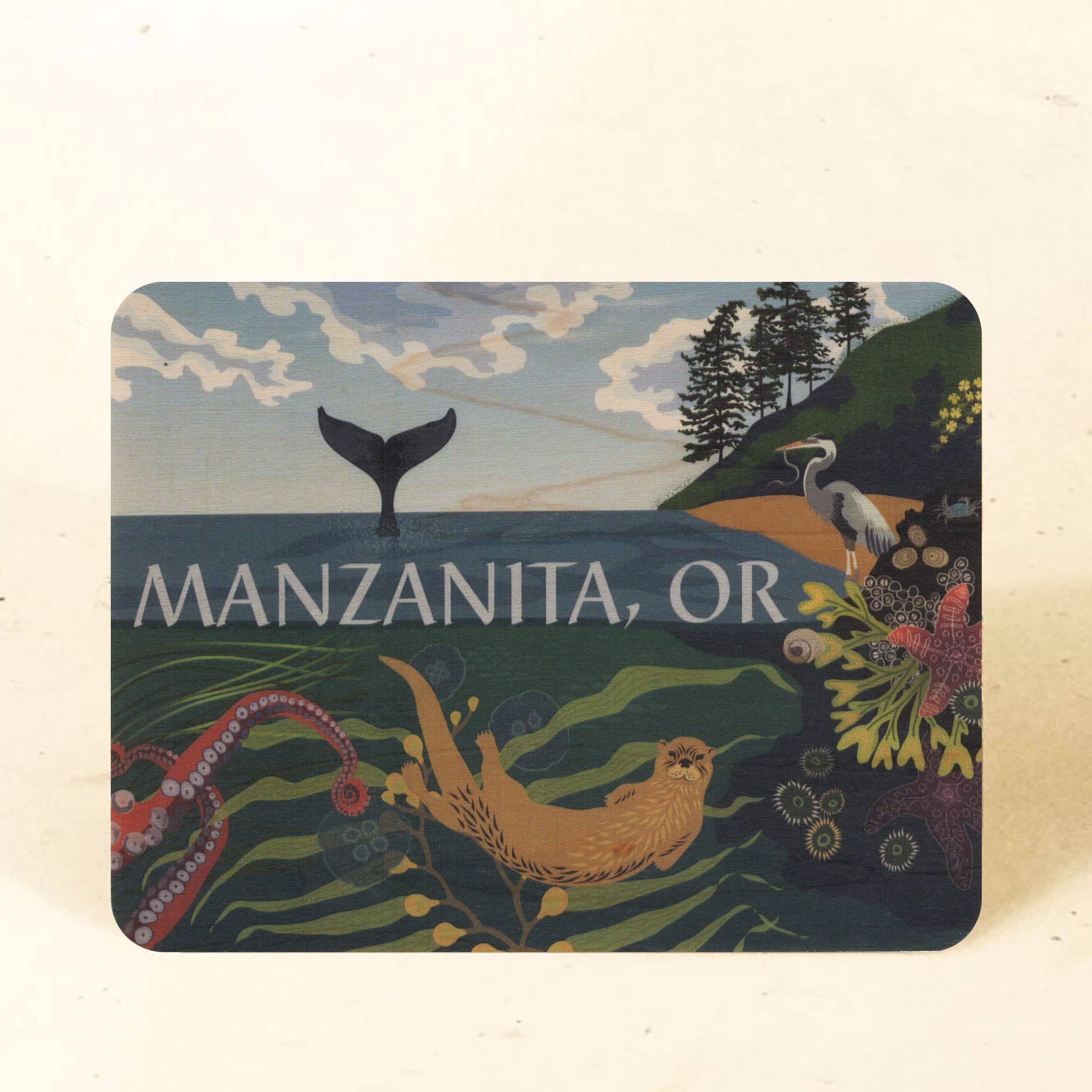 Little Gold Fox Designs – wholesale Postcard – Manzanita Oregon Wood Postcard 0