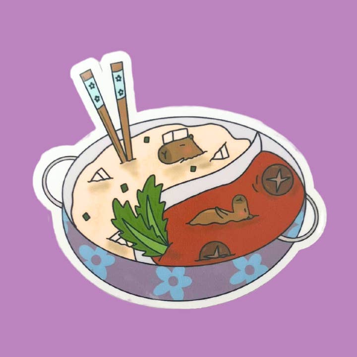 Sticker met hete potsoep van Capibara voor wholesale door Bloom by Steph