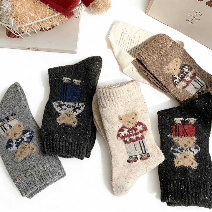 Thick Warm Wool Socks Bear Knit Crew Socks for wholesale by ACCITY