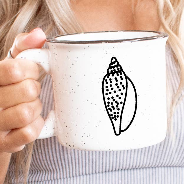 Seashell Ceramic Mug Speckled Cream 13oz for wholesale by SEA + SHELL