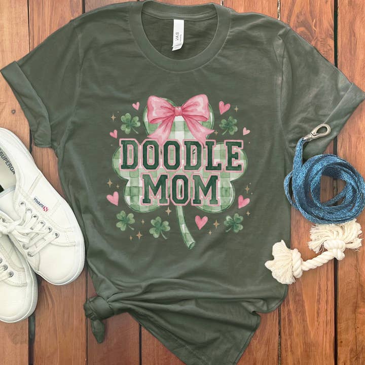 Puppy Jo - Wholesale Screen Printed T-Shirt - Women's - Coquette Clover Doodle Mom T-Shirt7