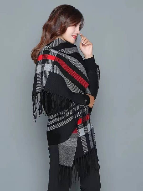 Lattice Tassel Poncho for wholesale by Ole