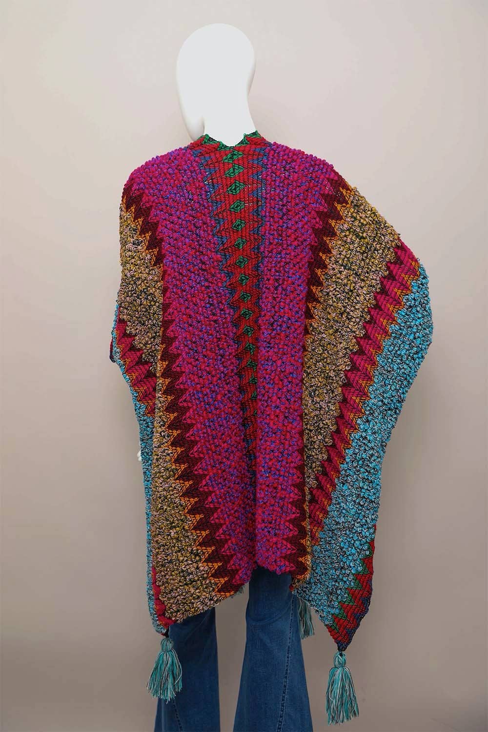 Leto Accessories - Wholesale Kimono - Women's - Cowgirl Colorful Crochet Ruana - Long & Plush5