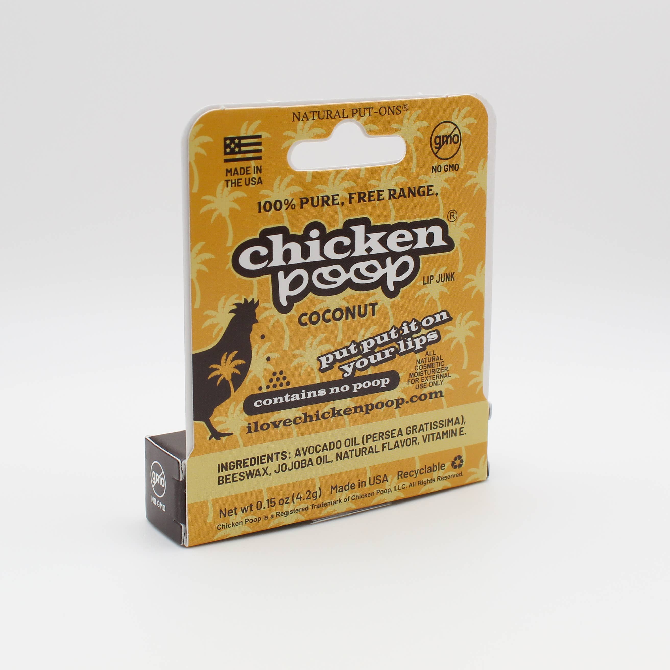 Chicken Poop - Wholesale Lip Balm - Chicken Poop® COCONUT Lip Balm - All Natural, 16ct. HANG TAB3