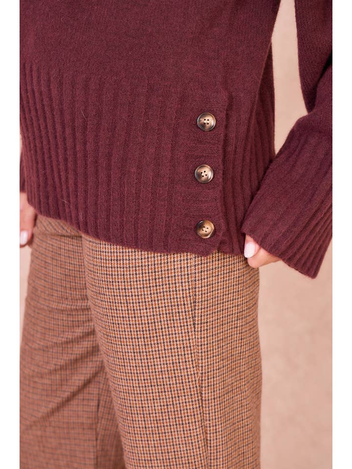 Calie Paris - Wholesale Knit Sweater - Women's - NATI – Button-Side Wool Blend Knit12