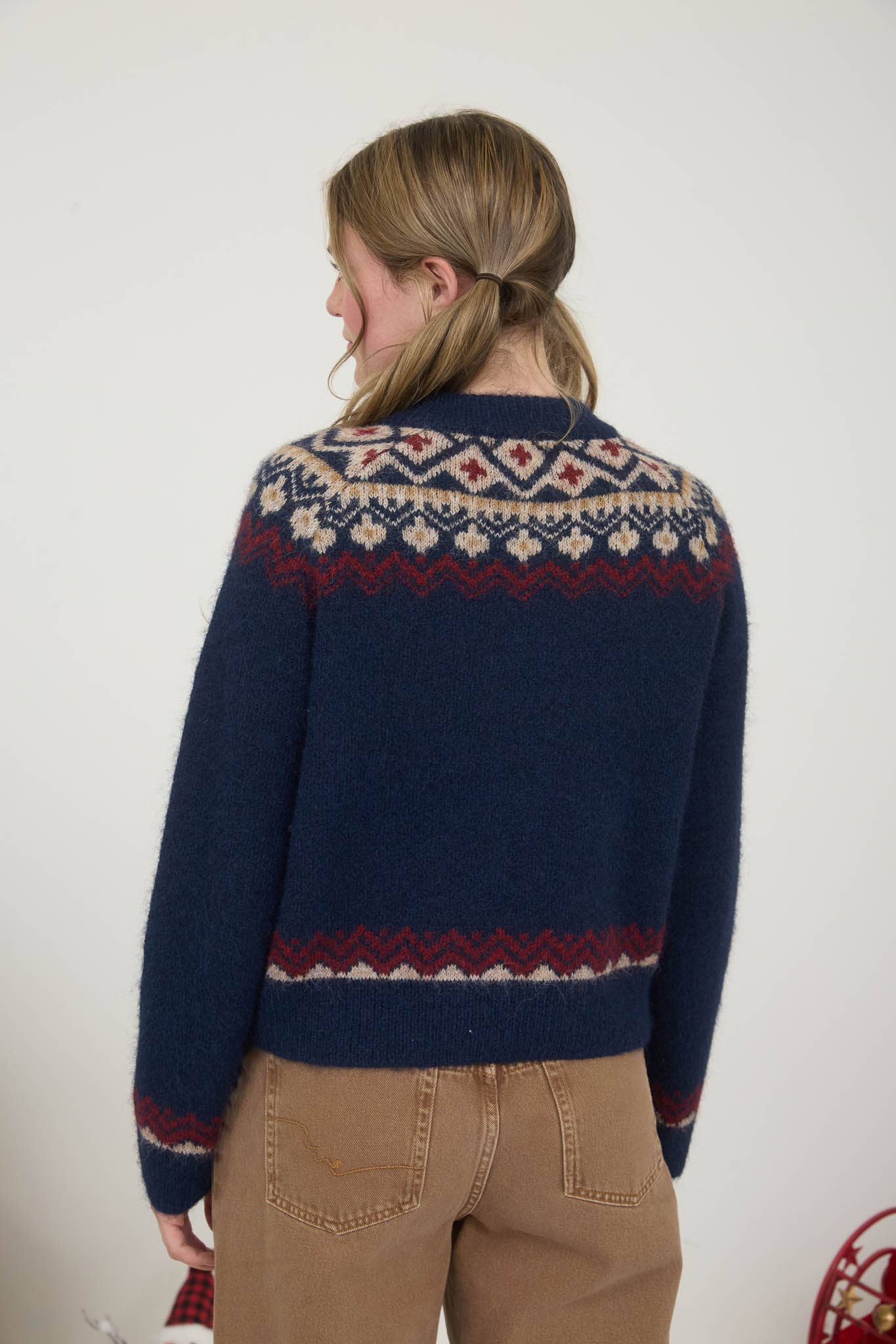 J.O.A - Vendita all'ingrosso Cardigan - Donna - CARDIGAN IN MAGLIA CON BOTTONI A LEVA FAIR ISLE7