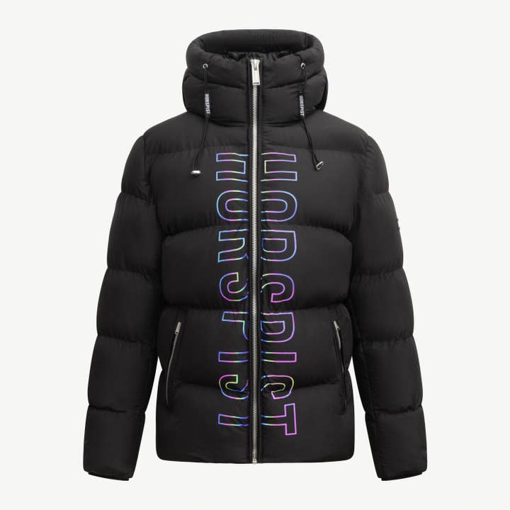 Fusion Iridescent Black Down Jacket for wholesale by Horspist Paris
