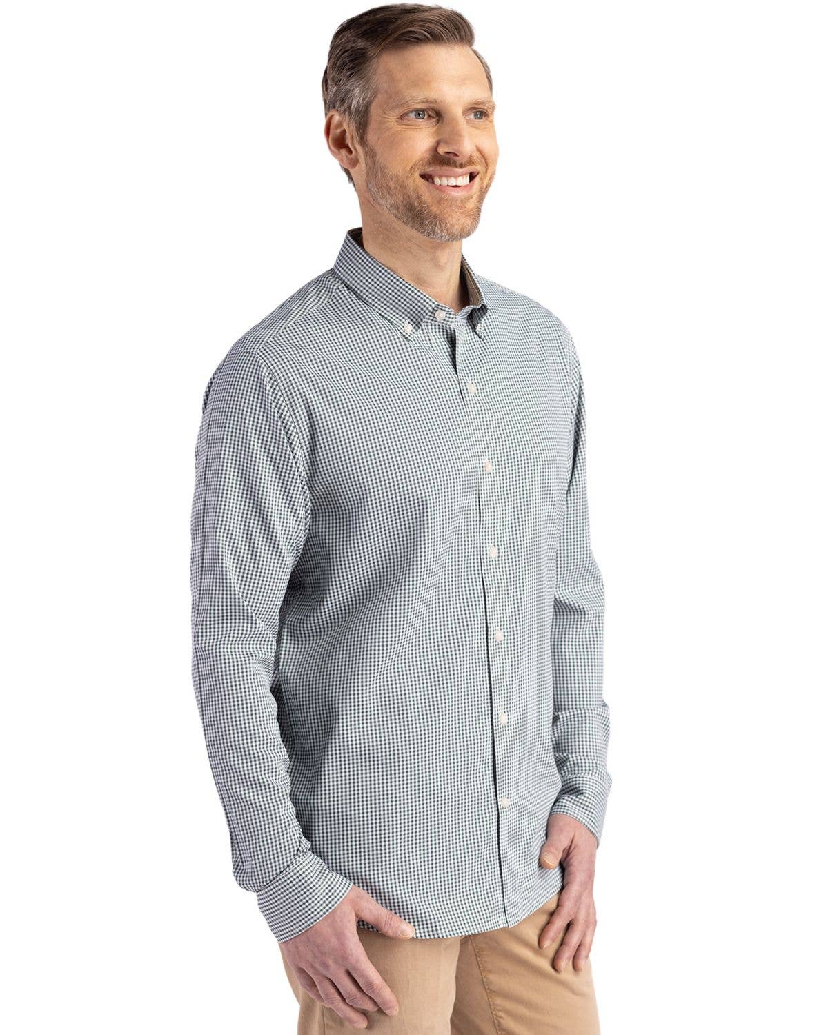 Cutter & Buck - Wholesale Button Down Shirt - Men's - Cutter & Buck Skyline Gingham Mens Big & Tall Dress Shirt4