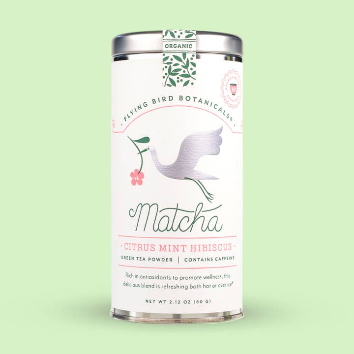 Flying Bird Botanicals - Wholesale Health/Detox Tea - Citrus Mint Hibiscus Matcha – Large Tin