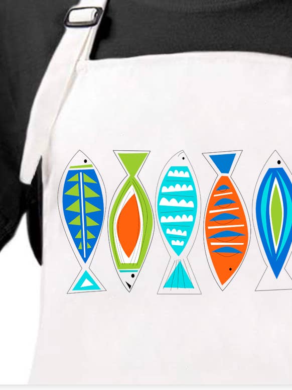 Six Fish Apron for wholesale by M Design Studio Gifts