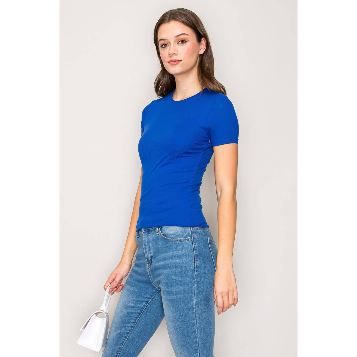 Popular 21 - Vente Haut en maille – femme - T-shirt en tricot à manches courtes et col haut à double couche19