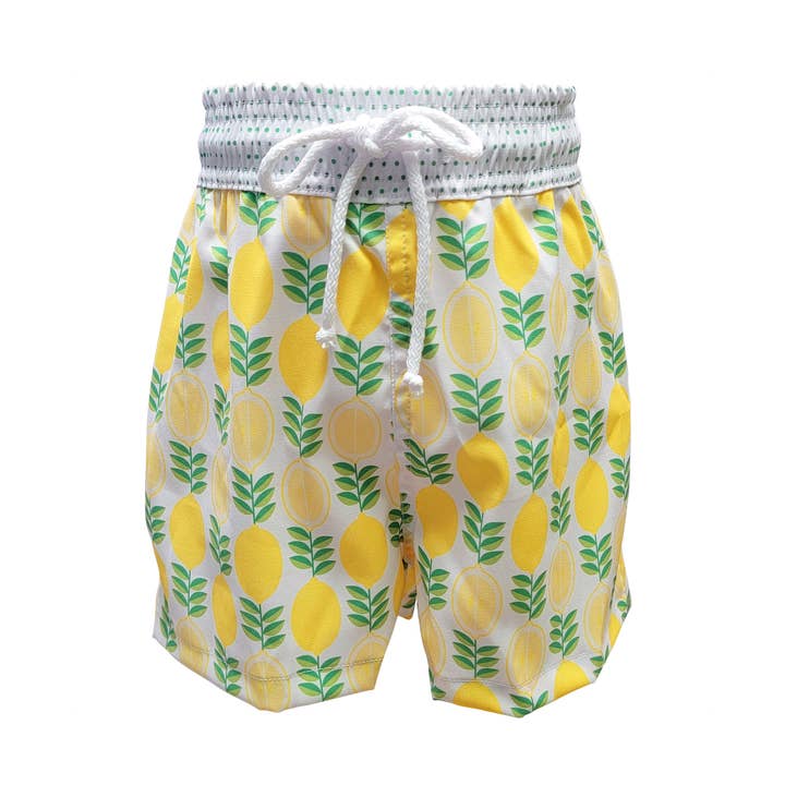 Lemon print boy trunks for wholesale by Marco and Lizzy