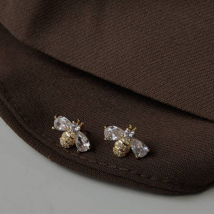 Katinki - Wholesale Stud/Post Earrings - Crystal Bee Stud Earrings